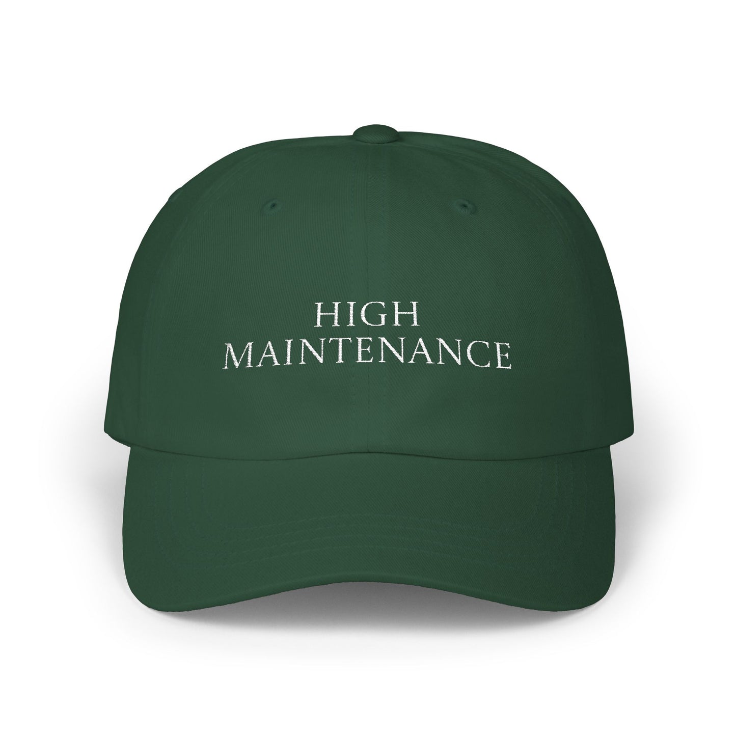 High Maintenance Embroidered Dad Cap — Neutral Casual Baseball Hat