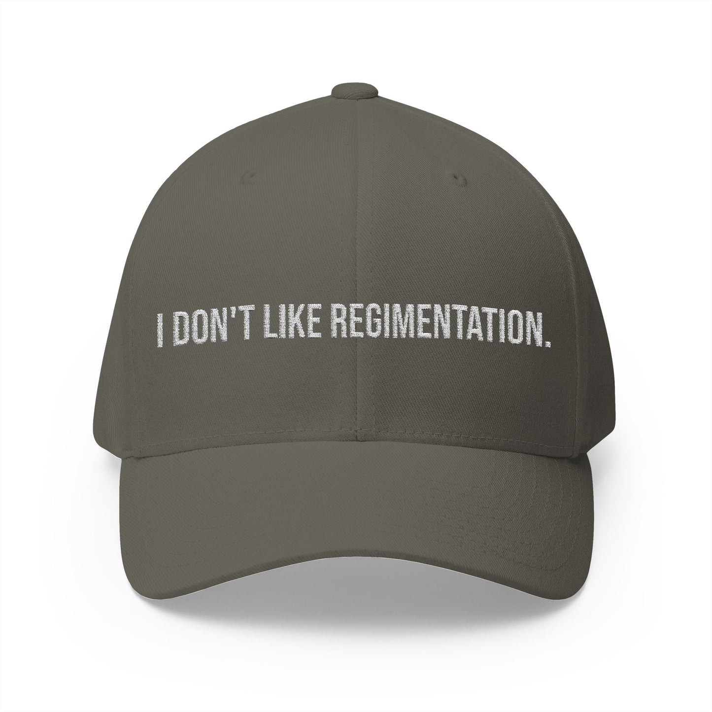 Embroidered Baseball Cap — "I Don't Like Regimentation" Conservative Statement Hat