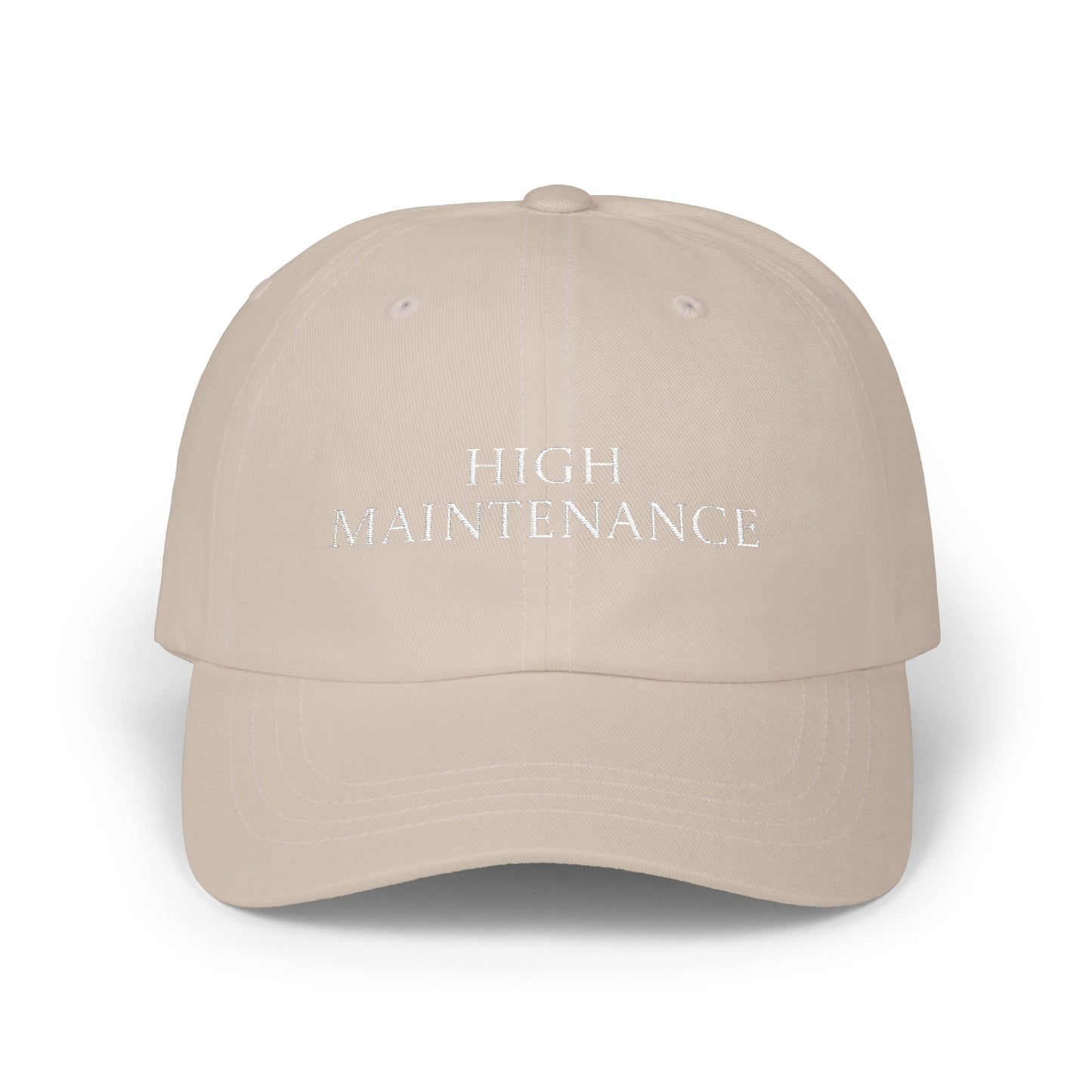 High Maintenance Embroidered Dad Cap — Neutral Casual Baseball Hat