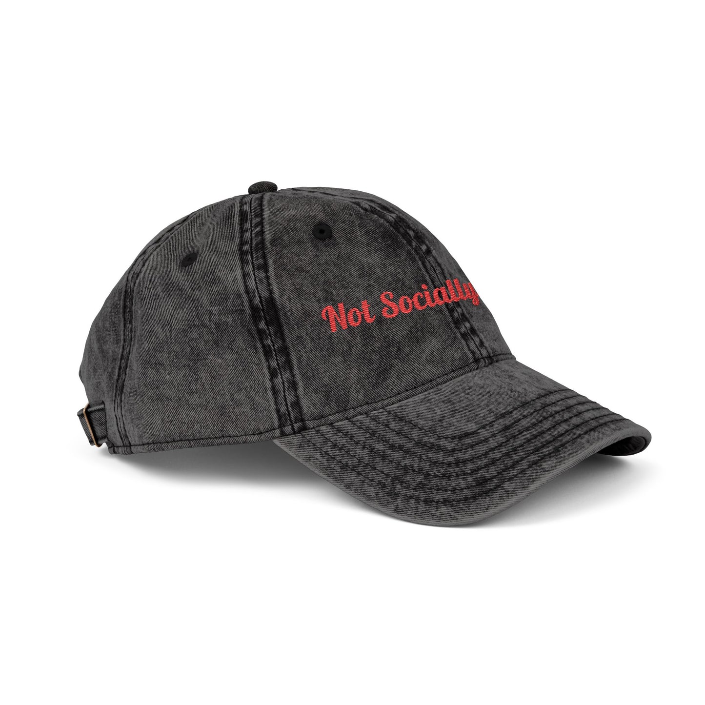 Vintage Embroidered Cap — "Not Socially Active" Distressed Dad Hat
