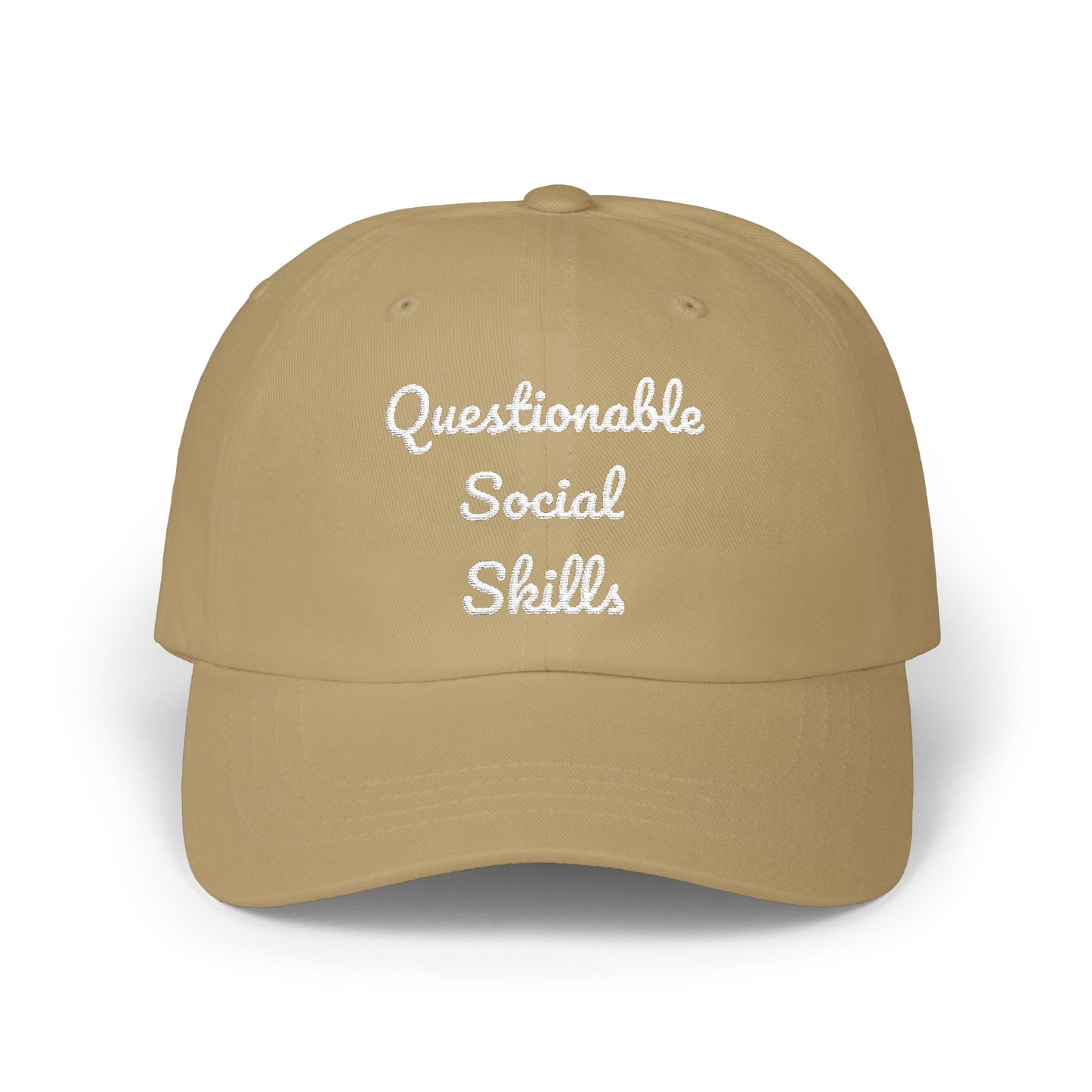 Questionable Social Skills Dad Cap – Funny Embroidered Baseball Hat for Introverts