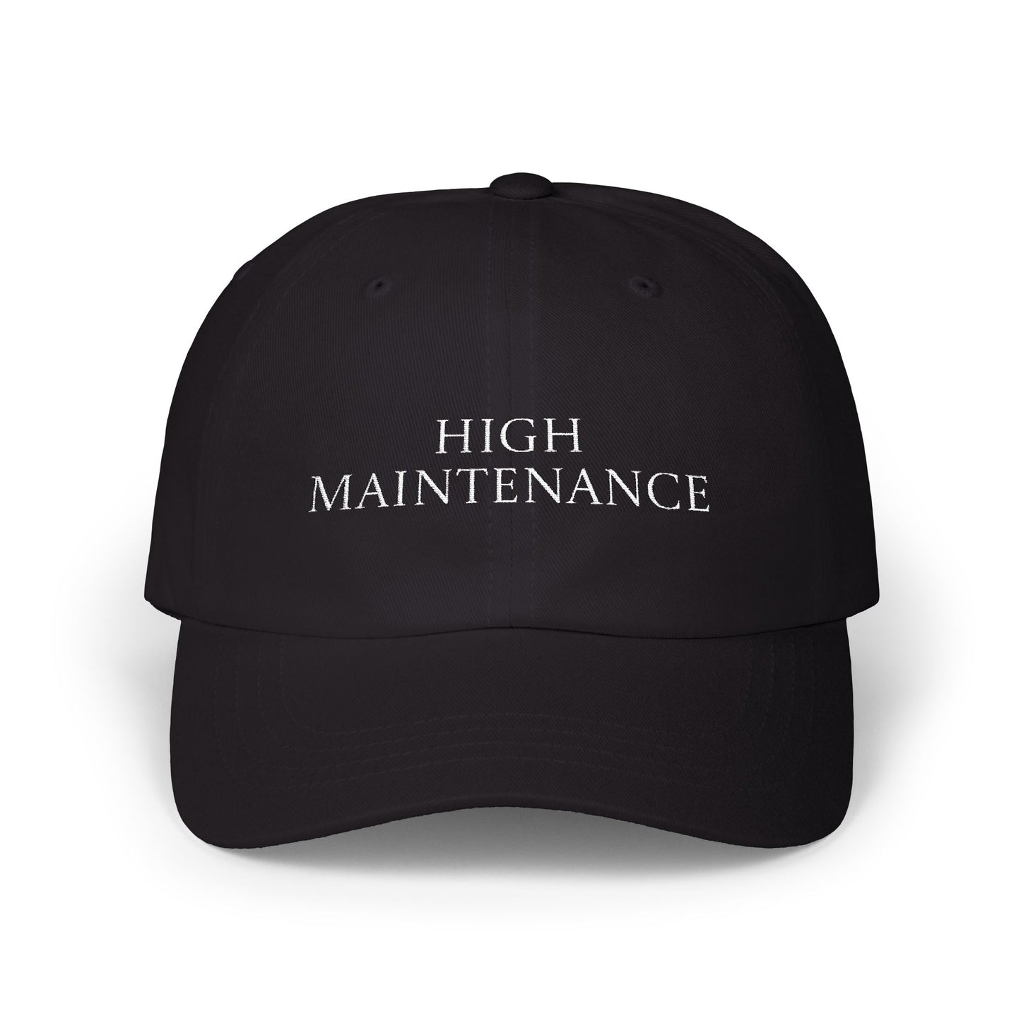 High Maintenance Embroidered Dad Cap — Neutral Casual Baseball Hat