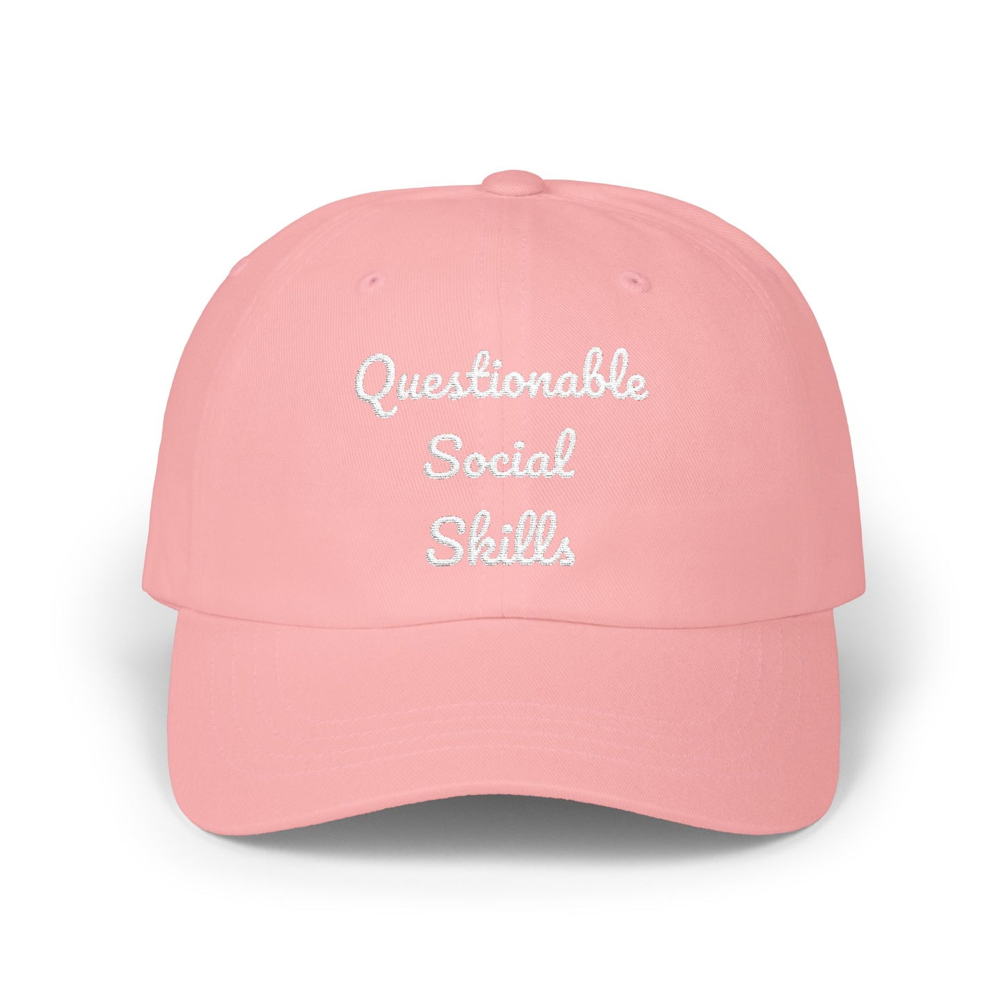 Questionable Social Skills Dad Cap – Funny Embroidered Baseball Hat for Introverts