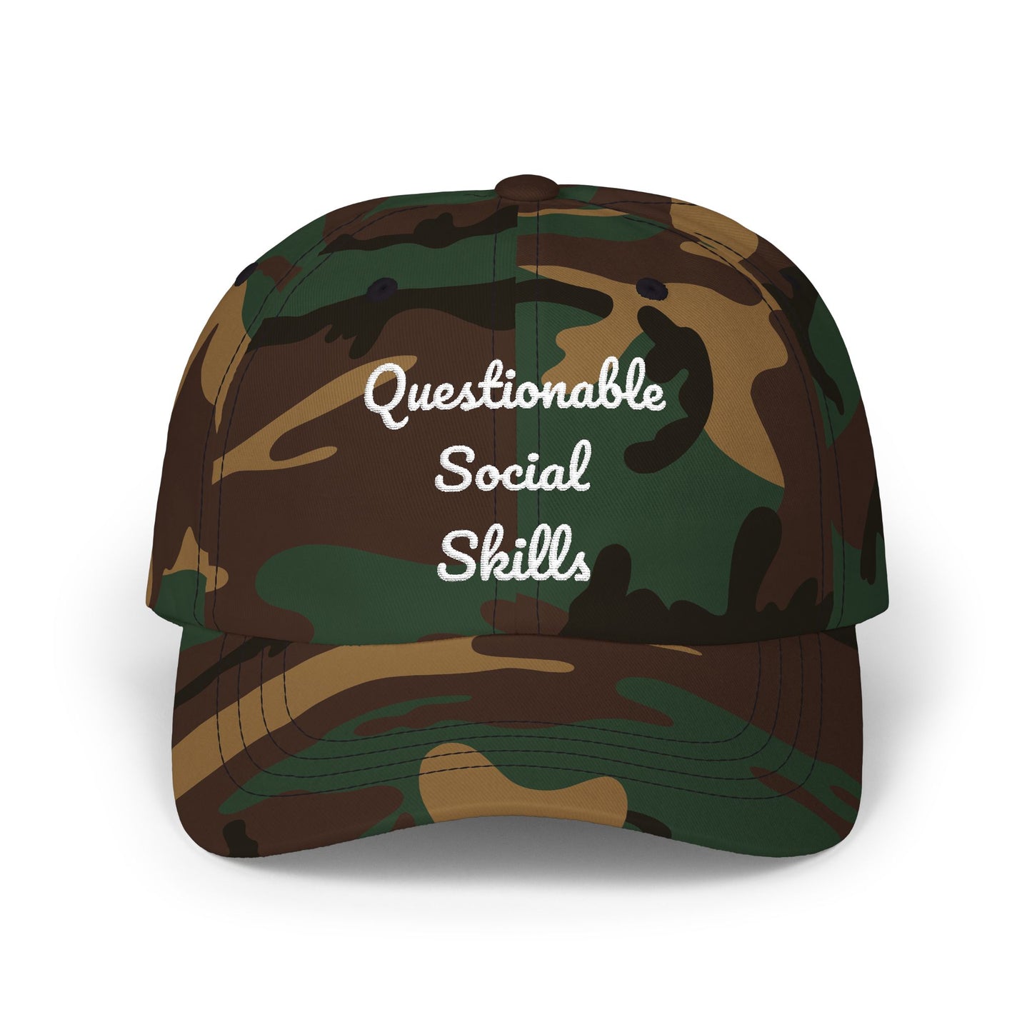 Questionable Social Skills Dad Cap – Funny Embroidered Baseball Hat for Introverts